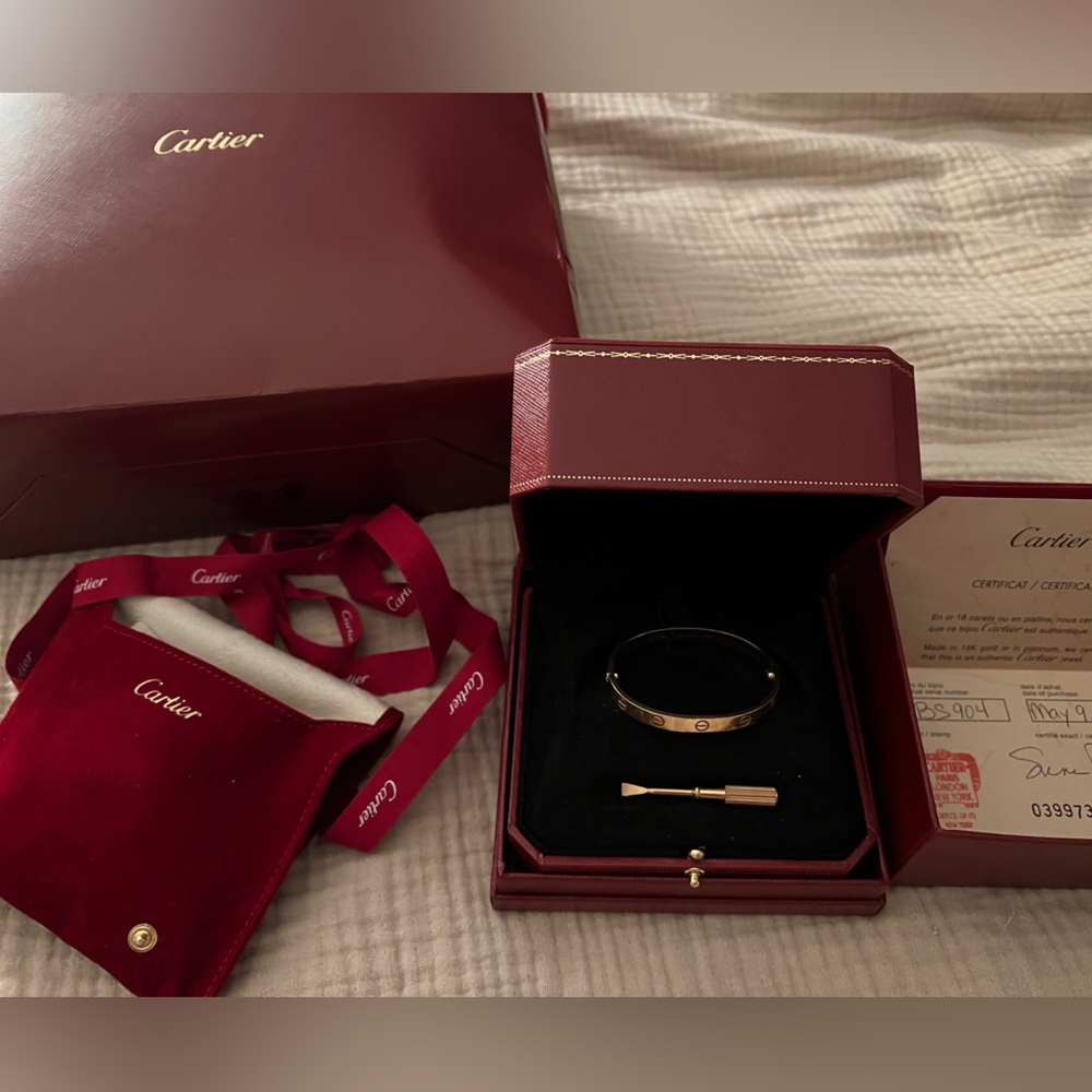 Authentic Cartier love bracelet bangle pink gold size 16